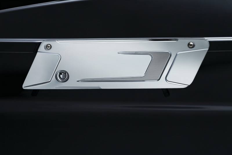 Harley Davidson Bahn Saddlebag Latch Covers Comes in Tuxedo & Chrome